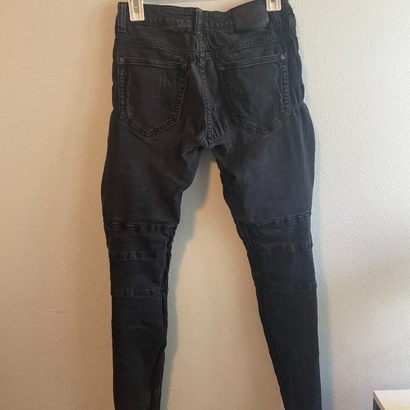 Distressed Black Biker Jeans - Picture 2 of 2